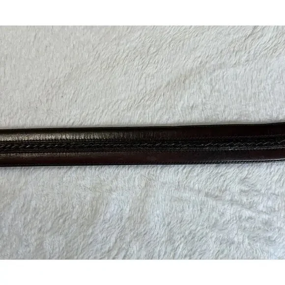 Mezlan Spain 38 Mens Leather Dress Belt Dark Brown Belt Gunmetal Tone Buckle - Picture 12 of 14